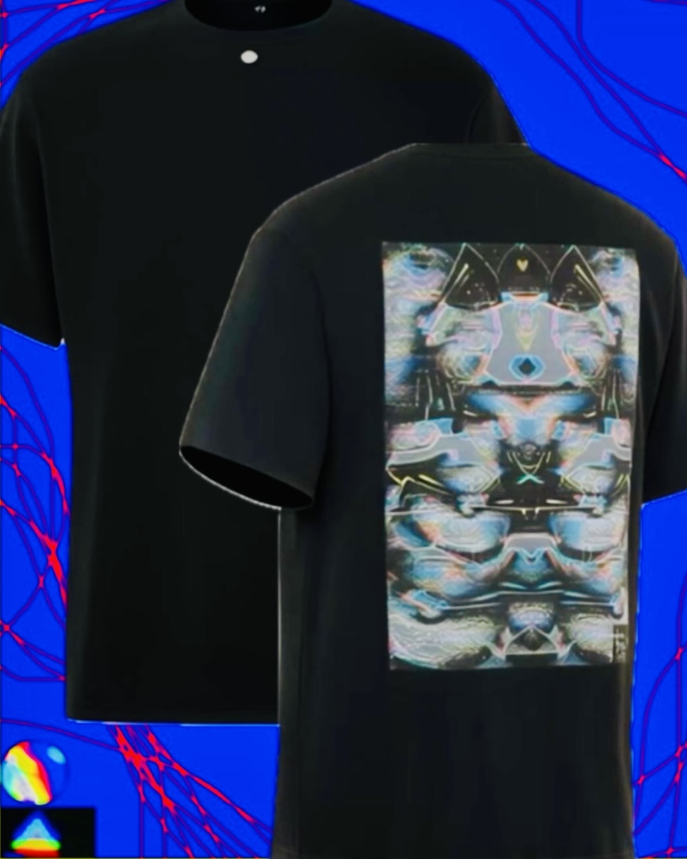 T-shirt mp/10/Disks/prnt, front and back views
