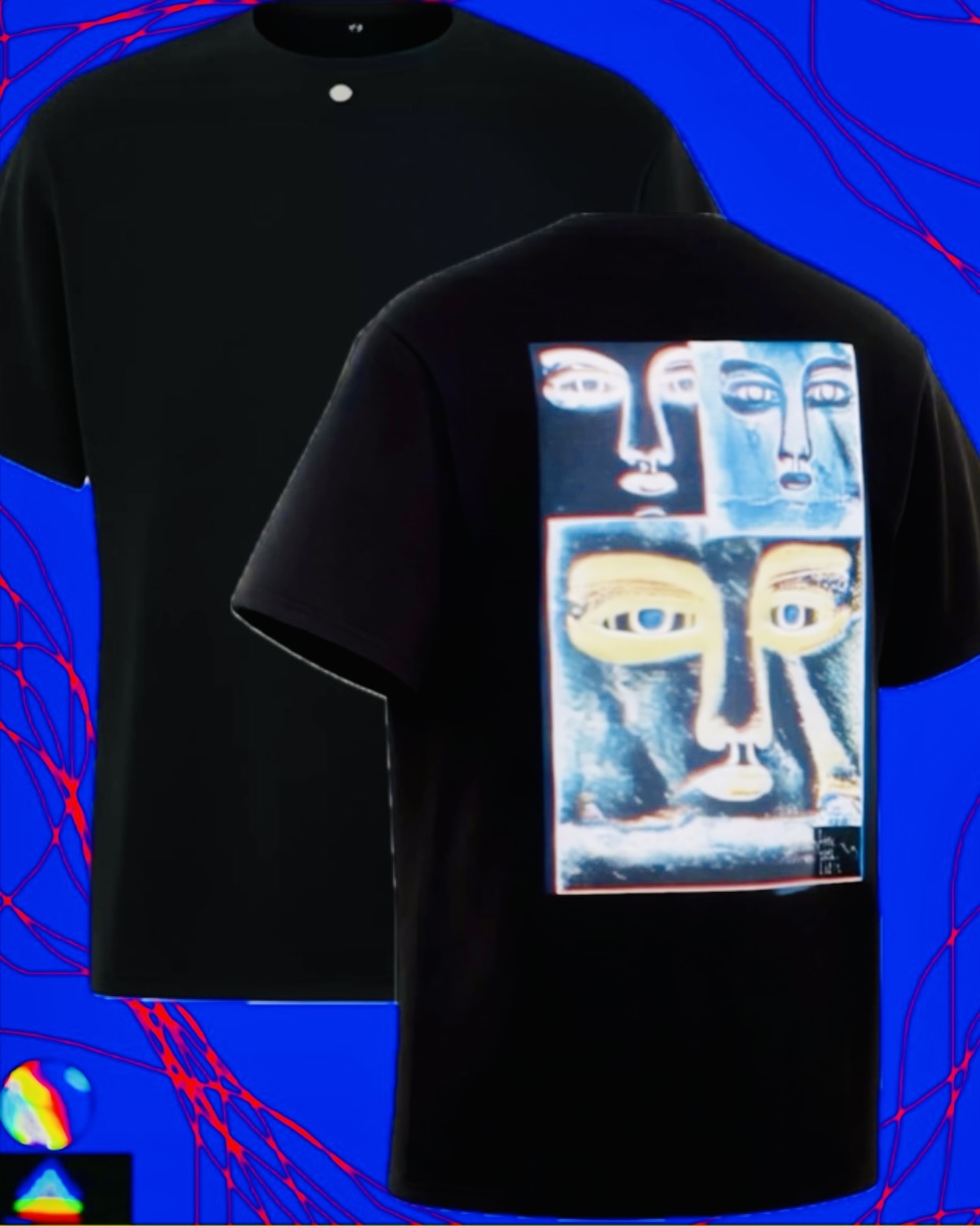 T-shirt mp/9/Faces/prnt, front and back views